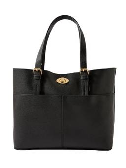 Accessorize London - Women's Faux Leather Black Large Lock Handheld Bag