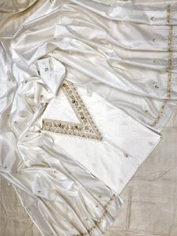 Palash - Zardozi Chanderi Ivory Embroidered Unstitched Dress Material (Set of 2)