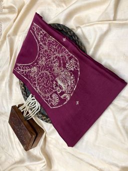 Palash - Pita Work Chanderi Purple Embroidered Unstitched Dress Material