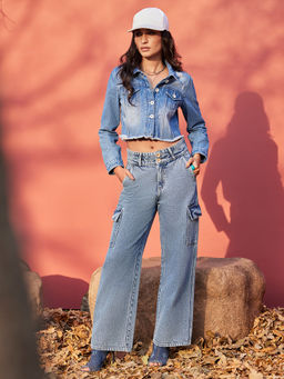 CRIMSOUNE CLUB - Blue Cargo Jeans