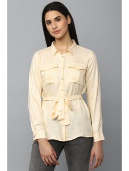 Allen Solly - Women Yellow Solid Long Sleeves Shirt with Belt (Set of 2)