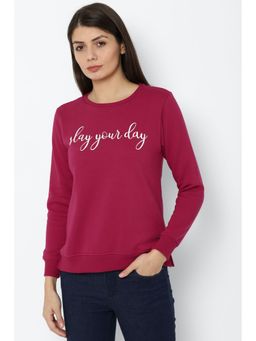 Allen Solly - Women Magenta Graphic Print Crew Neck Sweatshirt
