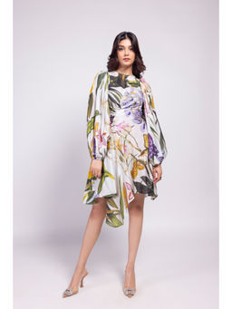 Poppi - Juniper Printed Asymmetrical Multi-Color Mini Dress