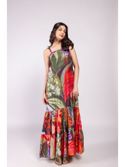 Poppi - Botanica Printed Strappy Multi-Color Maxi Dress