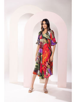 Poppi - Botanica Printed Multi-Color Midi Dress