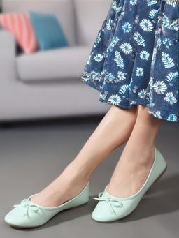 Carlton London - Turquoise Solid Round Toe Casual Ballerinas