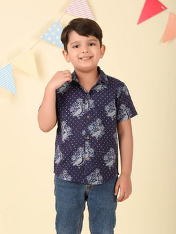 Fabindia - Blue Cotton Hand Block Printed Shirt