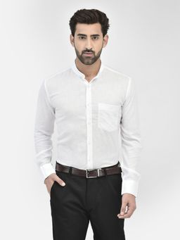 CRIMSOUNE CLUB - Mens White Mandarin Collar Shirt