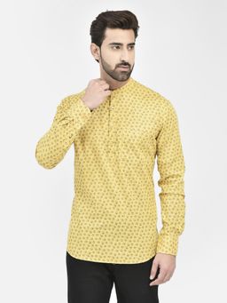 CRIMSOUNE CLUB - Mens Yellow Printed Kurta