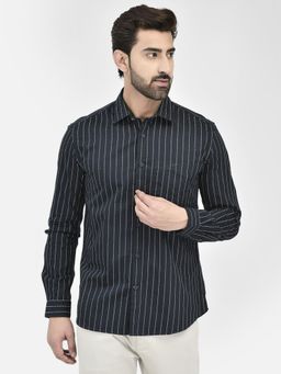 CRIMSOUNE CLUB - Mens Navy Blue Stripes Shirt