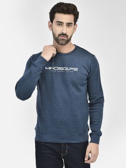 CRIMSOUNE CLUB - Mens Navy Blue Printed Sweatshirt