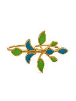 Dhwani Bansal - Striking Iri Double Ring In Turquoise And Lime Enamel