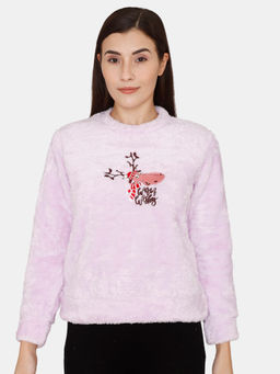 Zivame - Fluffy Fur Knit Sweatshirt -Orchid Bloom