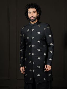 Vastramay - Mens Black Viscose Sherwani