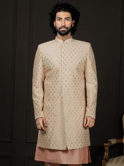 Vastramay - Mens Peach Silk Blend Sherwani