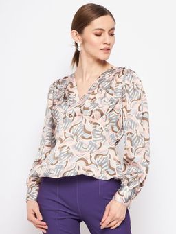 Madame - Women Peach V-Neck Top