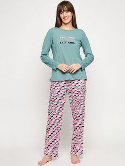 Madame - M Secret Women Green Night Suit (Set of 2)