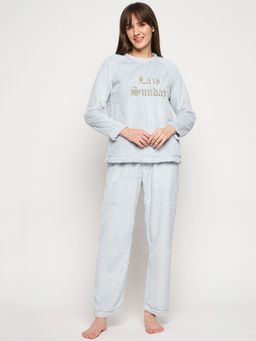 Madame - Women Grey Night Suit (Set of 2)