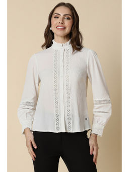 Allen Solly - Women White Self Design Long Sleeves Shirt