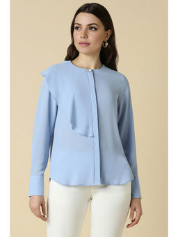 Allen Solly - Women Blue Solid Long Sleeves Shirt