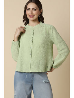Allen Solly - Women Green Textured Long Sleeves Shirt