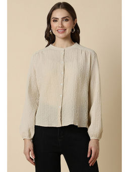 Allen Solly - Women Beige Textured Long Sleeves Shirt