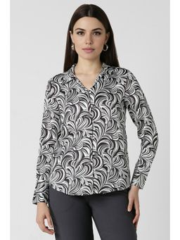 Van Heusen - Women Black Print Full Sleeves Formal Shirt