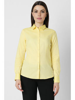 Van Heusen - Women Yellow Solid Long Sleeves Formal Shirt