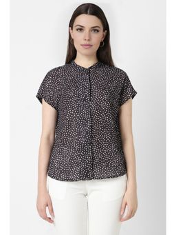 Van Heusen - Women Black Polka Dots Short Sleeves Formal Shirt