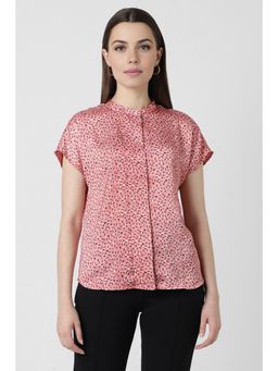 Van Heusen - Women Pink Print Short Sleeves Formal Shirt