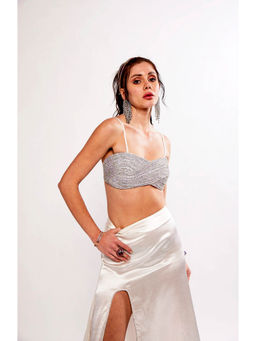 Realm By Vaishali - Grey Elliana Rhinestone Embellished Bralette