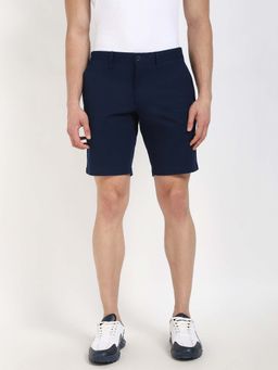Tommy Hilfiger - Navy Blue Regular-Fit Solid Mid Rise Shorts