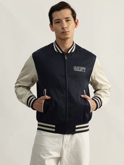 GANT - Men Blue Colour-Blocked Full Sleeves Bomber Jacket