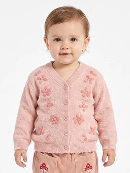 MINI KLUB - Girls Pink Floral Cardigan