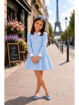 THE PONY & PEONY CO. - Blue Check Shirt Dress
