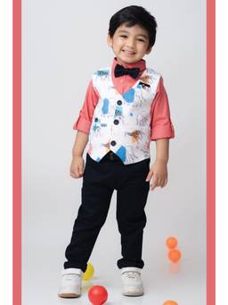 Little Collars - Boys Printed Pink Formal Set