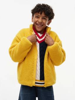Tommy Hilfiger - Boys Yellow Embroidered Logo Regular Fit Polyester Jacket