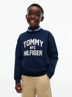 Tommy Hilfiger - Boys Navy Blue Logo Regular Fit Cotton Sweatshirt