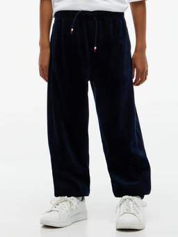 Tommy Hilfiger - Boys Navy Blue Regular Fit Solid Mid Rise Joggers