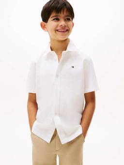 Tommy Hilfiger - Boys White Solid Regular Fit Oxford Woven Shirt