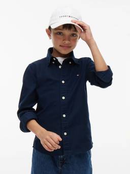 Tommy Hilfiger - Boys Navy Blue Solid Regular Fit Oxford Woven Shirt