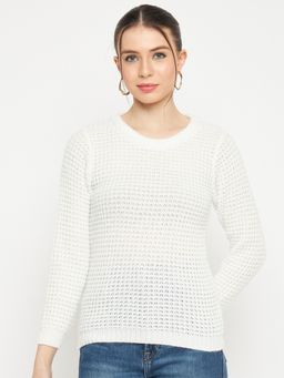Creative Line - White Woven Knitted Sweater