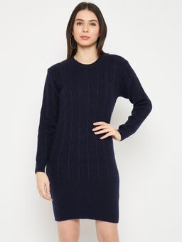 Creative Line - Navy Blue Woven Knitted Mini Dress