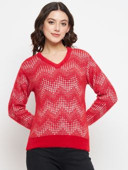 Creative Line - Red Woven Knitted Sweater