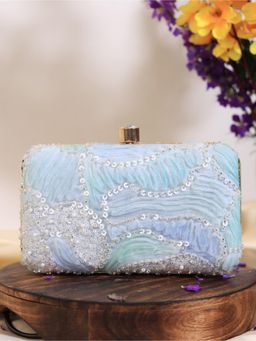 THE TAN CLAN - Aqua Blue Box Clutch with Detachable Chain