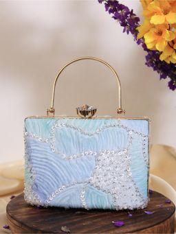 THE TAN CLAN - Aqua Blue Casket Clutch with Detachable Chain