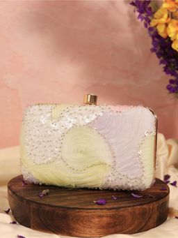 THE TAN CLAN - Aqua Lavender Box Clutch with Detachable Chain