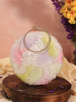 THE TAN CLAN - Aqua Lavender Round Clutch with Detachable Chain