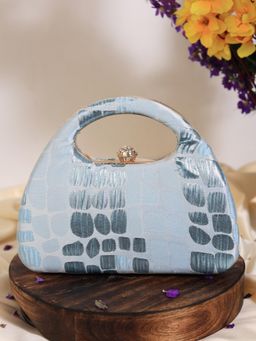 THE TAN CLAN - Coral Arc Blue Clutch with Detachable Chain