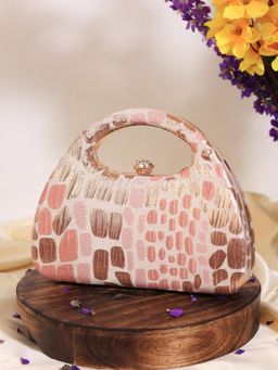 THE TAN CLAN - Coral Arc Peach Clutch with Detachable Chain